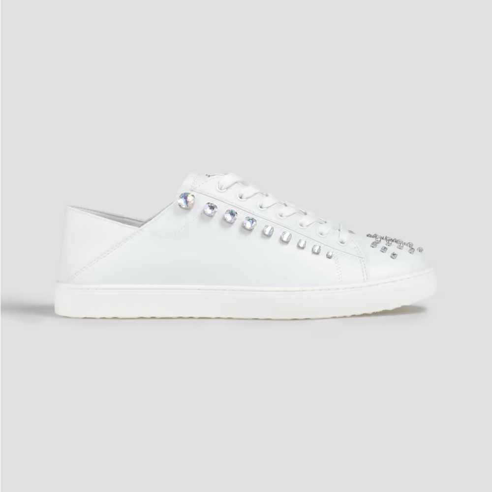 STUART WEITZMAN Goldie crystal-embellished leather sneakers